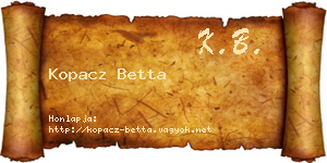 Kopacz Betta névjegykártya